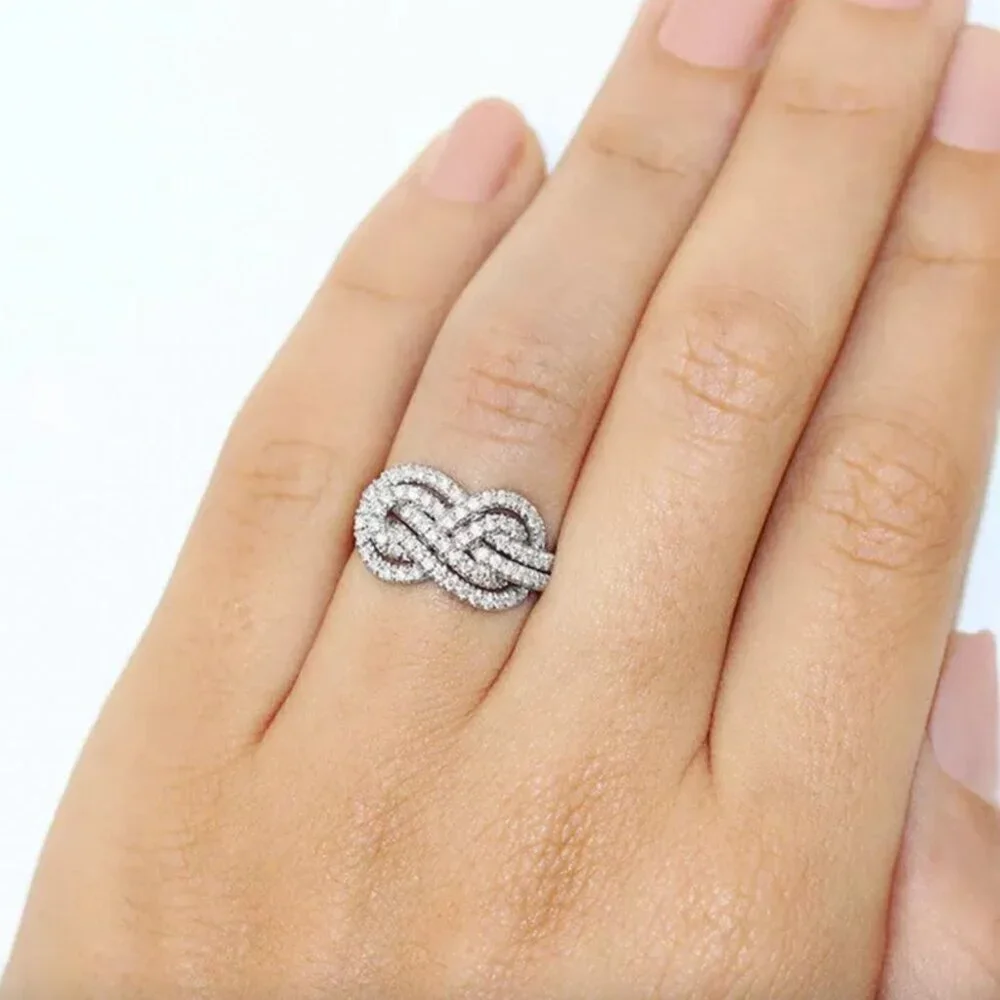 14k White Gold Diamond RIng Infinity Ring Band